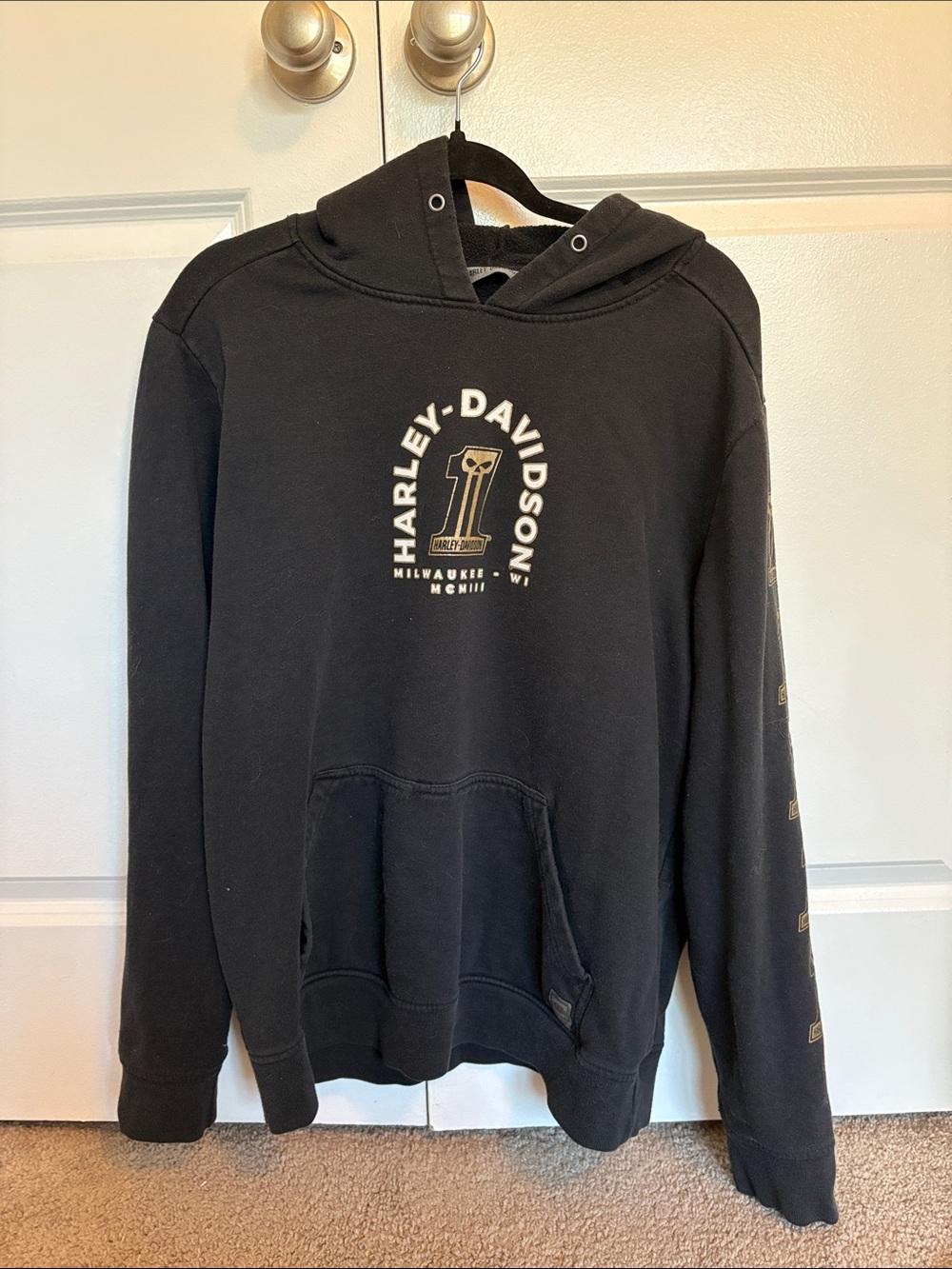 Harley-Davidson Black Pullover Hoodie with Front Crest